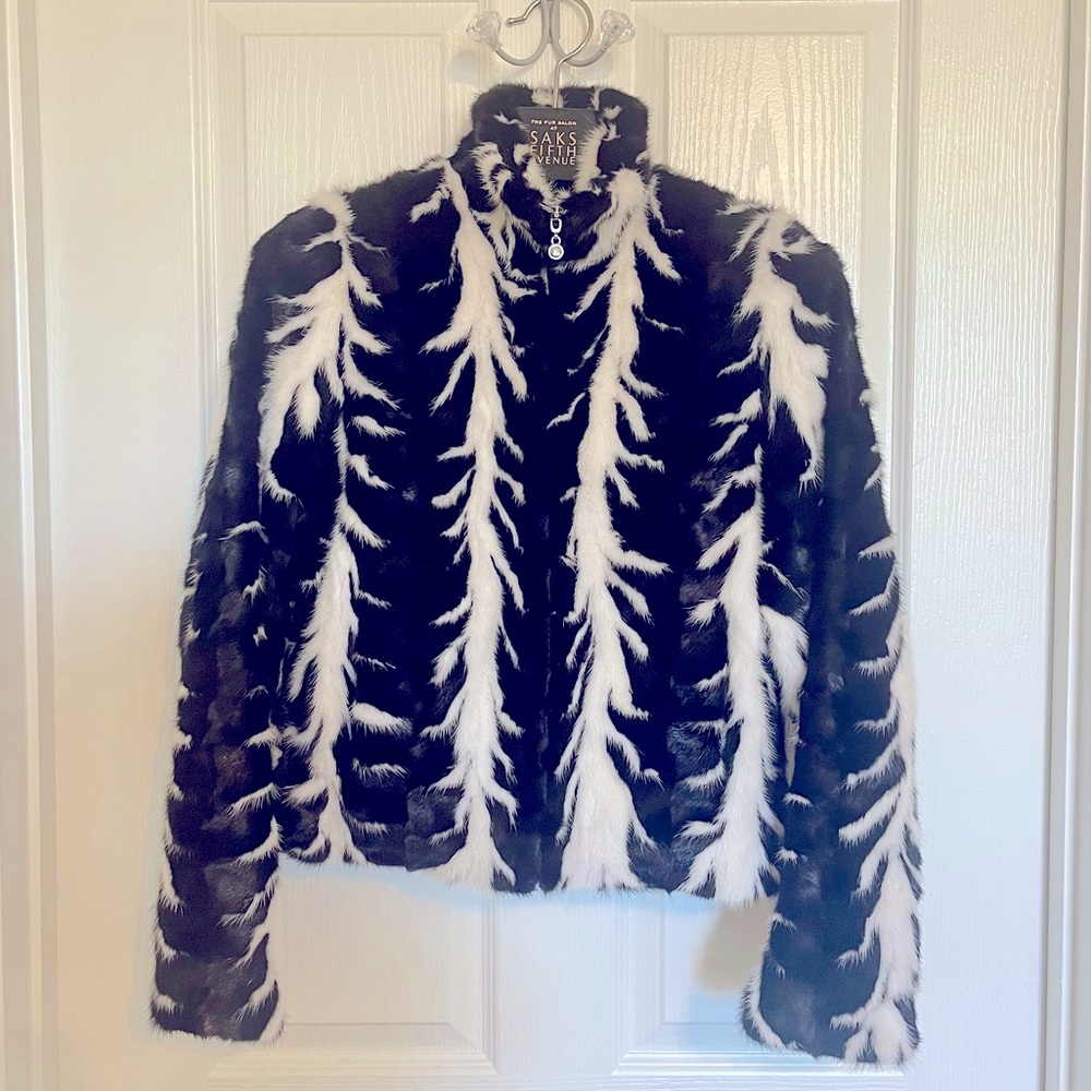 Saks Fifth Avenue real fur jacket! Worn once. Size XS